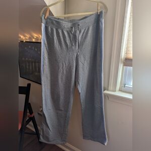 Gray Track Pants Joggers with White And Blue Stripes On Sides